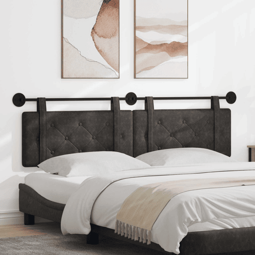 Cabeceira de cama suspensa Preto PU Antigo Cabeceira de cama suspensa Preto PU Antigo