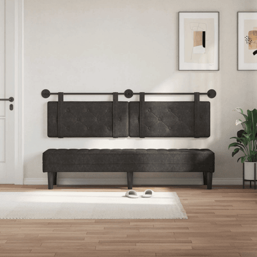 Cabeceira de cama suspensa Preto PU Antigo Cabeceira de cama suspensa Preto PU Antigo