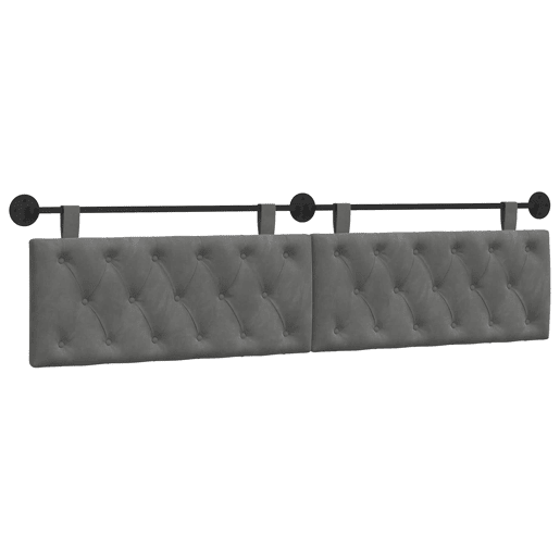 Cabeceira de cama suspensa Com luz LED Cinzento-Escuro Veludo Cabeceira de cama suspensa Com luz LED Cinzento-Escuro Veludo