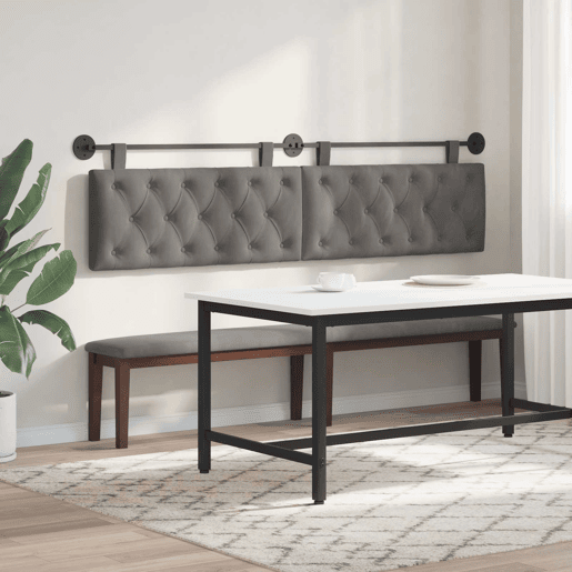 Cabeceira de cama suspensa Com luz LED Cinzento-Escuro Veludo Cabeceira de cama suspensa Com luz LED Cinzento-Escuro Veludo