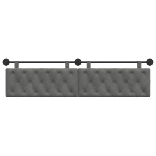 Cabeceira de cama suspensa Com luz LED Cinzento-Escuro Veludo Cabeceira de cama suspensa Com luz LED Cinzento-Escuro Veludo
