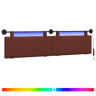 Cabeceira de cama suspensa Com luz LED Marrom Brilhante PU Antigo