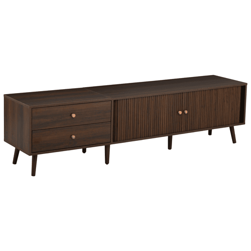 Móvel de TV baixo 180 x 40 x 46,5 cm - 2 gavetas, 2 portas de correr, 7 pés, para televisores até 80 polegadas - nogueira Móvel de TV baixo 180 x 40 x 46,5 cm - 2 gavetas, 2 portas de correr, 7 pés, para televisores até 80 polegadas - nogueira