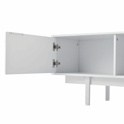 Móvel de TV 200x40x50,5 cm - Lowboard com 2 portas e 2 gavetas, suporte para TV com grande capacidade de armazenamento - Branco Móvel de TV 200x40x50,5 cm - Lowboard com 2 portas e 2 gavetas, suporte para TV com grande capacidade de armazenamento - Branco