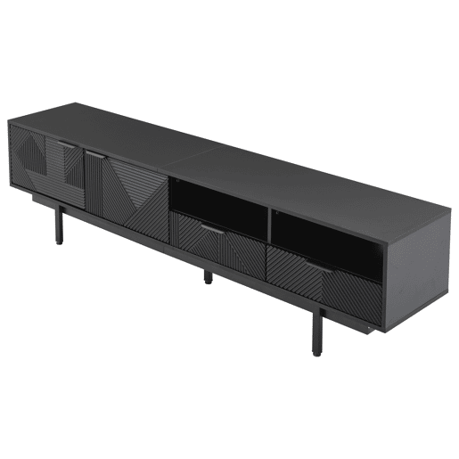 Armário TV 200 cm - com 3 compartimentos e 2 gavetas - Capacidade máxima TV 90u201D - Preto Armário TV 200 cm - com 3 compartimentos e 2 gavetas - Capacidade máxima TV 90u201D - Preto