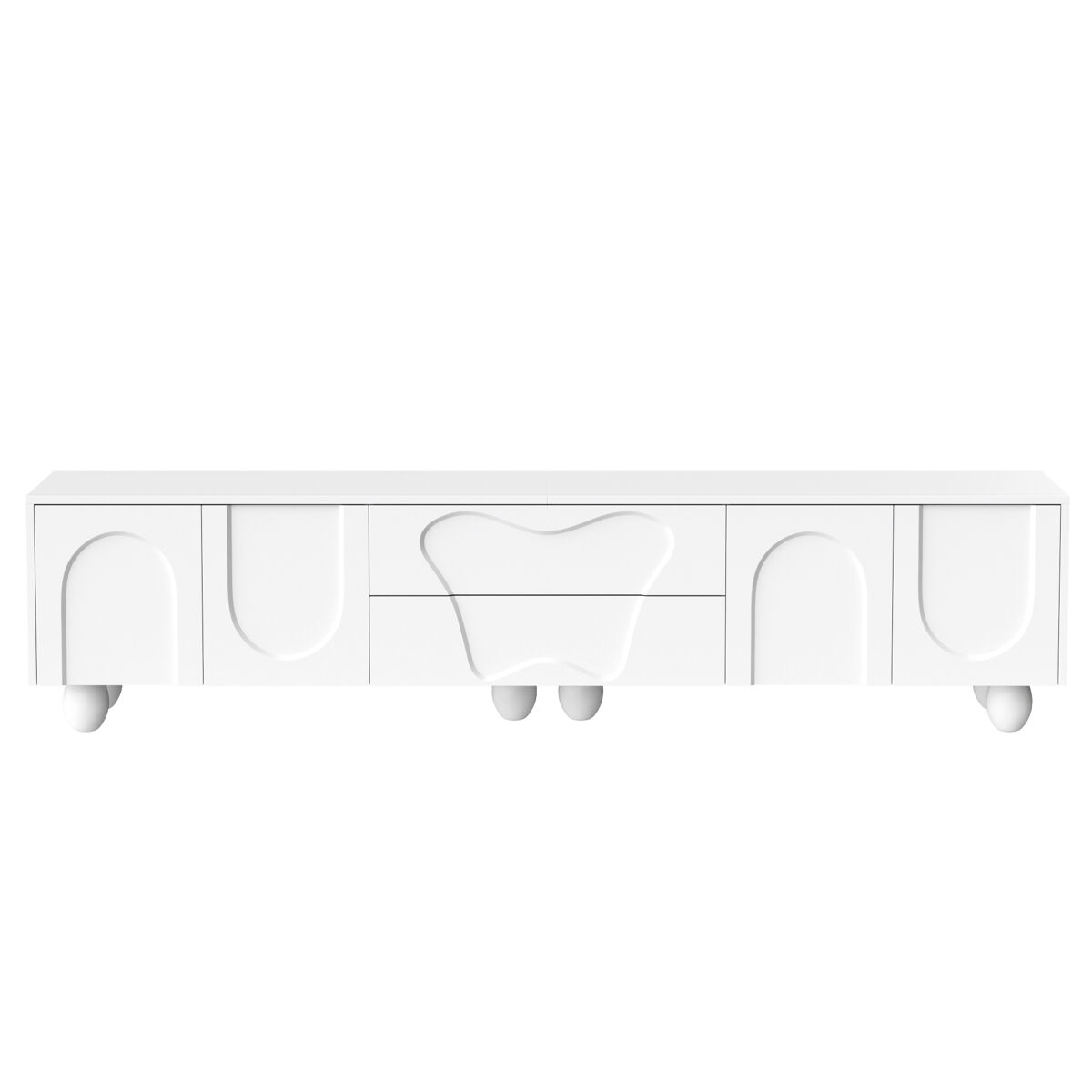 mueble tv 180 cm - minimalista con patas de madera diseno elegante - blanco