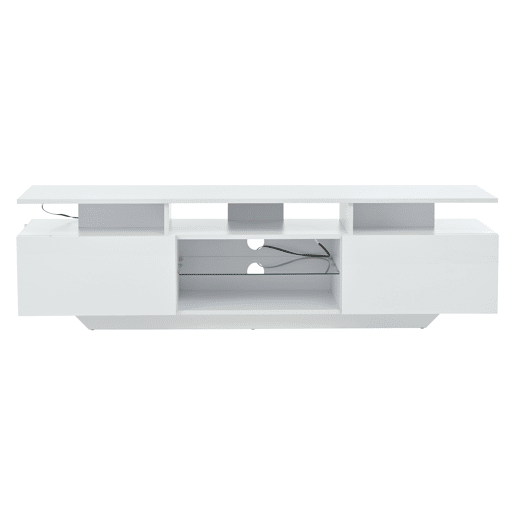 Móvel de TV 160x40x45 cm - Com 2 armários, LED, 8 prateleiras, para TV de 70 - Branco Móvel de TV 160x40x45 cm - Com 2 armários, LED, 8 prateleiras, para TV de 70 - Branco