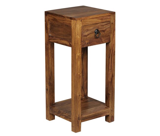 Mesa auxiliar Mumbai de madera maciza, 68x30x30 cm