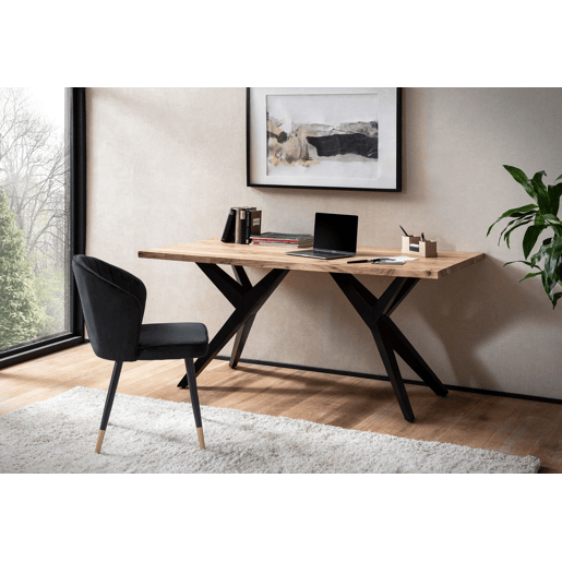 Mesa 160 x 80 x 76 cm em madeira maciça de acácia, estilo loft Mesa home office com Mesa 160 x 80 x 76 cm em madeira maciça de acácia, estilo loft Mesa home office com
