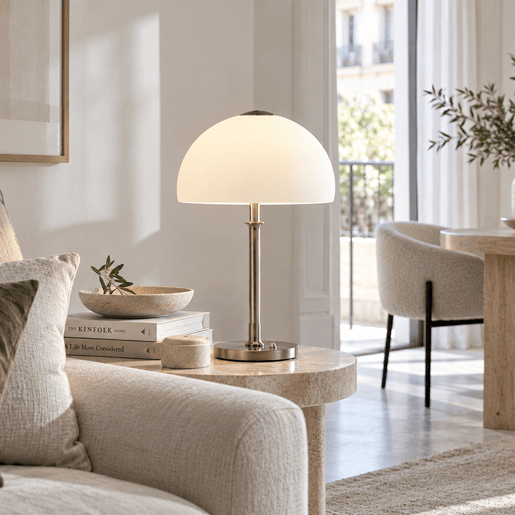 Candeeiro de mesa LED Avignon, níquelcromado