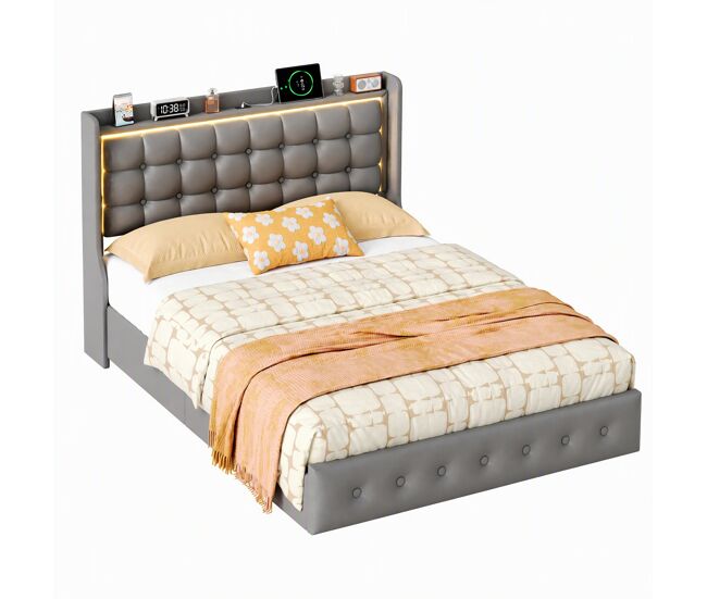 Cama flotante con LED RGB y USB-C 167x216