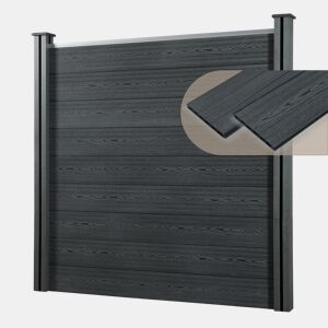 Cerca de jardim Segovia WPC Proteção com 2 postes 186 x 187 cm Cinzenta neu.holz