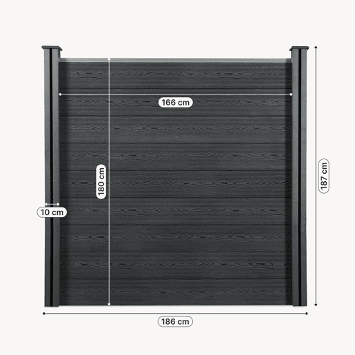 Cerca de jardim Segovia WPC Proteção com 2 postes 183 x 187 cm Cinzenta neu.holz Cerca de jardim Segovia WPC Proteção com 2 postes 183 x 187 cm Cinzenta neu.holz