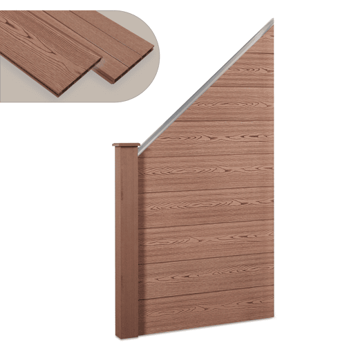 Cerca de jardim Segovia WPC Proteção elemento inclinado 180 x 96 cm Castanho neu.holz Cerca de jardim Segovia WPC Proteção elemento inclinado 180 x 96 cm Castanho neu.holz