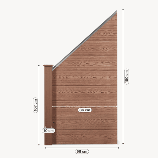 Cerca de jardim Segovia WPC Proteção elemento inclinado 180 x 96 cm Castanho neu.holz Cerca de jardim Segovia WPC Proteção elemento inclinado 180 x 96 cm Castanho neu.holz