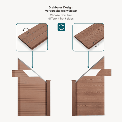 Cerca de jardim Segovia WPC Proteção elemento inclinado 180 x 96 cm Castanho neu.holz Cerca de jardim Segovia WPC Proteção elemento inclinado 180 x 96 cm Castanho neu.holz