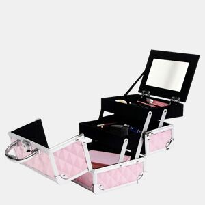 Mala de maquilhagem - Organizador portátil com alça e espaço de arrumação - Rosa