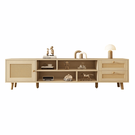 Suporte para TV 160cm - 1 porta, 2 gavetas e 4 compartimentos - Natural