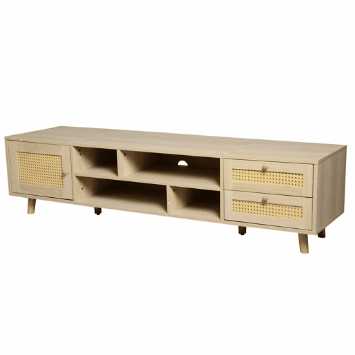Suporte para TV 160cm - 1 porta, 2 gavetas e 4 compartimentos - Natural