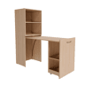 Secretária extensível 55 × 136 cm u2014 com armário de arrumação, sistema anti-capotamento, prateleiras ajustáveis e tampo extensível u2014 Madeira natural