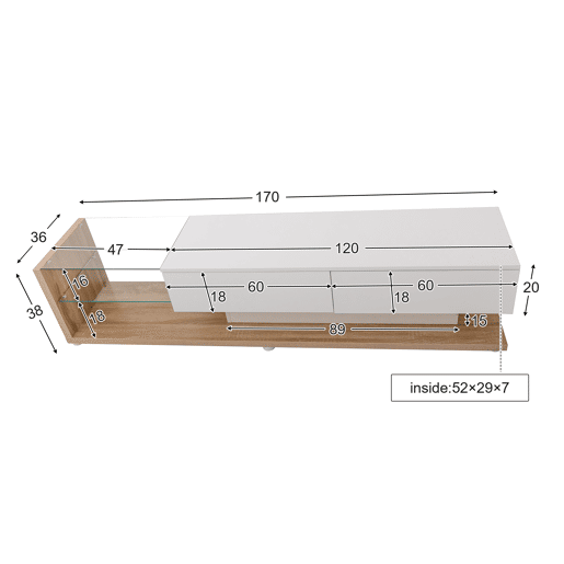 Móvel de TV 170 cm - Painel brilhante, divisórias de vidro, iluminação LED variável - Branco Móvel de TV 170 cm - Painel brilhante, divisórias de vidro, iluminação LED variável - Branco