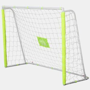 HOMCOM Baliza de Futebol com Estrutura Metálica e Rede, para Treino no Jardim e ao Ar Livre, 186x62x123 cm, Branco e Amarelo