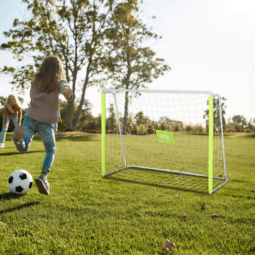 HOMCOM Baliza de Futebol com Estrutura Metálica e Rede, para Treino no Jardim e ao Ar Livre, 186x62x123 cm, Branco e Amarelo