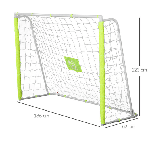 HOMCOM Baliza de Futebol com Estrutura Metálica e Rede, para Treino no Jardim e ao Ar Livre, 186x62x123 cm, Branco e Amarelo