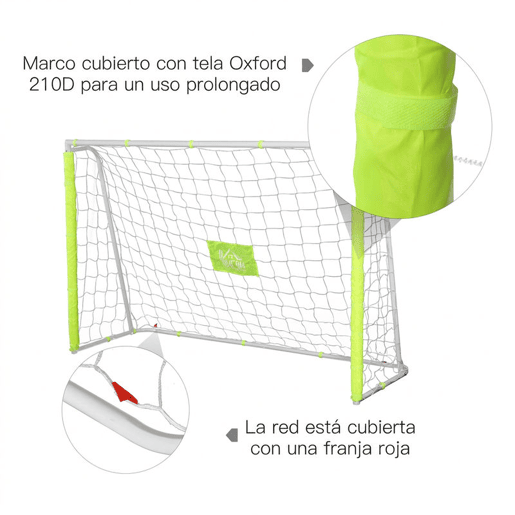 HOMCOM Baliza de Futebol com Estrutura Metálica e Rede, para Treino no Jardim e ao Ar Livre, 186x62x123 cm, Branco e Amarelo