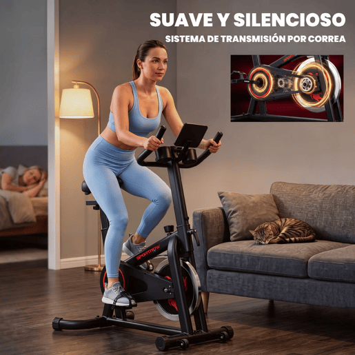 SPORTNOW Bicicleta Estática para Casa com Bluetooth, Resistência Ajustável, Ecrã LCD, Volante de Inércia de 6 kg, Assento e Guiador Ajustáveis, Suporte para Telemóvel e Porta-garrafas SPORTNOW Bicicleta Estática para Casa com Bluetooth, Resistência Ajustável, Ecrã LCD, Volante de Inércia de 6 kg, Assento e Guiador Ajustáveis, Suporte para Telemóvel e Porta-garrafas