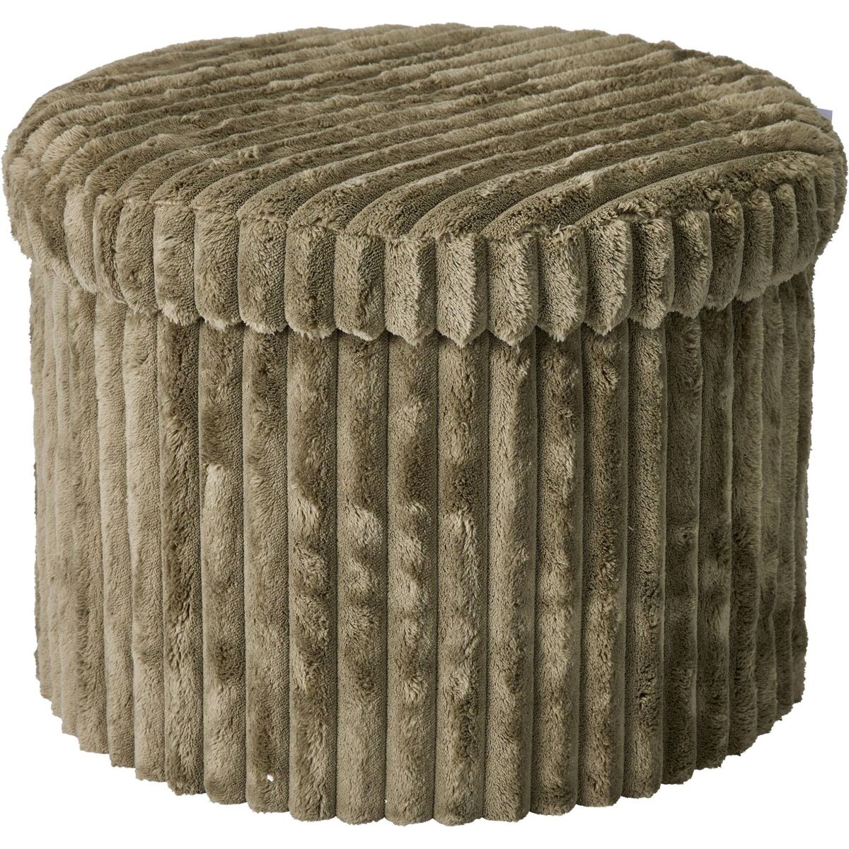 Well home puf baúl redondo con almacenaje plegable en color verde, asiento acolchado de terciopelo ø43x32,5 cm