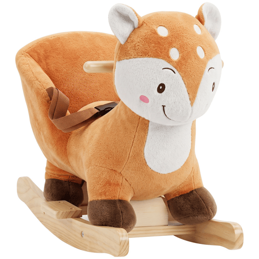 AIYAPLAY Cavalo de Baloiço para Bebés em Forma de Veado com Sons, Cinto de Segurança e Base Larga, 12-36 Meses, Castanho-Escuro