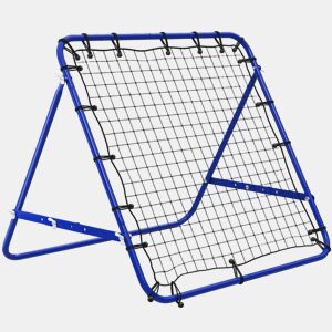 HOMCOM Rede de Ressalto para Futebol com Ângulo Ajustável e 20 Cordas Elásticas, Estrutura Metálica, 96x80x96 cm, Azul