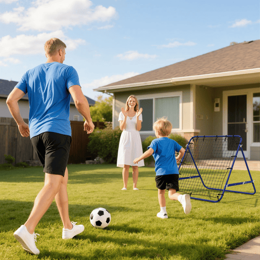 HOMCOM Rede de Ressalto para Futebol com Ângulo Ajustável e 20 Cordas Elásticas, Estrutura Metálica, 96x80x96 cm, Azul