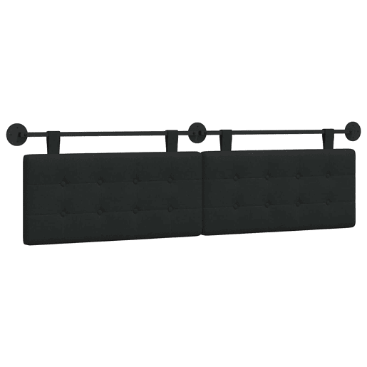 Cabeceira de cama suspensa Preto tecido Cabeceira de cama suspensa Preto tecido