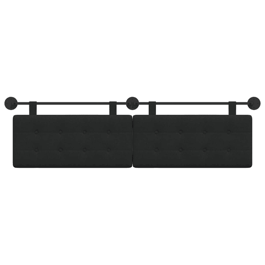 Cabeceira de cama suspensa Preto tecido Cabeceira de cama suspensa Preto tecido