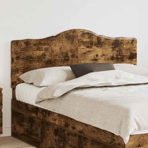 Cabeceira para cama de casal moderna Carvalho Defumado Madeira processada Cabeceira para cama de casal moderna Carvalho Defumado Madeira processada
