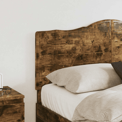 Cabeceira para cama de casal moderna Carvalho Defumado Madeira processada Cabeceira para cama de casal moderna Carvalho Defumado Madeira processada