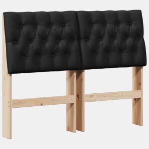 Cabeceira para cama de casal moderna estofada Preto 120 cm Madeira de Pinheiro Sólida
