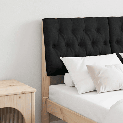 Cabeceira para cama de casal moderna estofada Preto 120 cm Madeira de Pinheiro Sólida Cabeceira para cama de casal moderna estofada Preto 120 cm Madeira de Pinheiro Sólida