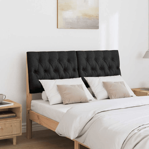 Cabeceira para cama de casal moderna estofada Preto 120 cm Madeira de Pinheiro Sólida Cabeceira para cama de casal moderna estofada Preto 120 cm Madeira de Pinheiro Sólida
