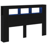 Cabeceira para cama de casal moderna LED Carvalho Preto 160 x 18,5 x 103,5 cm