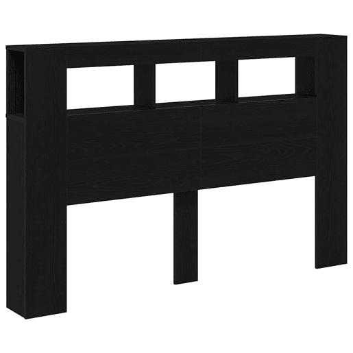 Cabeceira para cama de casal moderna LED Carvalho Preto 160 x 18,5 x 103,5 cm