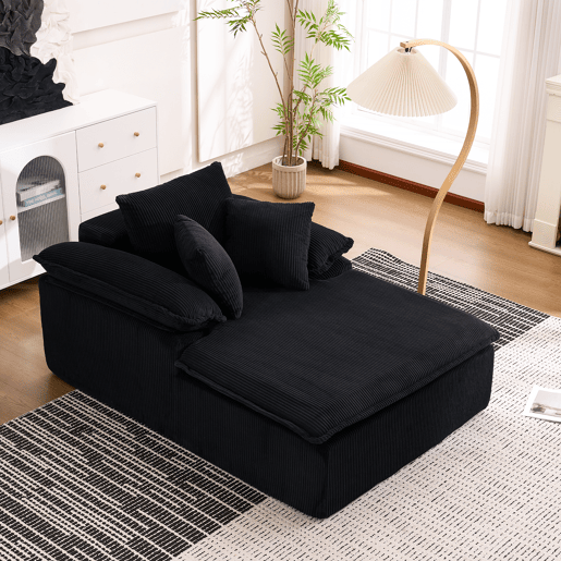 Sofá reclinável 46 cm - design interior, sem estrutura, confortável para leitura, braços largos - Preto Sofá reclinável 46 cm - design interior, sem estrutura, confortável para leitura, braços largos - Preto