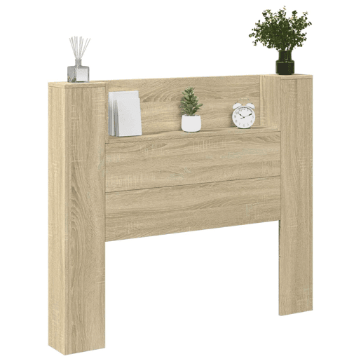 Cabeceira para cama de casal moderna com Armário e LED Sonoma 120 x 16,5 x 103,5 cm