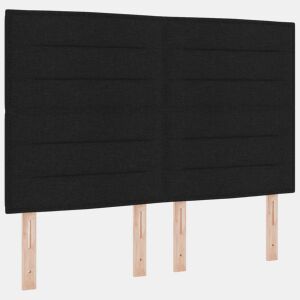 Cabeceira para cama de casal moderna LED com fitas LED com Cabeceira para cama de casal moderna Preto 144 cm tecido