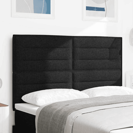 Cabeceira para cama de casal moderna LED com fitas LED com Cabeceira para cama de casal moderna Preto 144 cm tecido Cabeceira para cama de casal moderna LED com fitas LED com Cabeceira para cama de casal moderna Preto 144 cm tecido