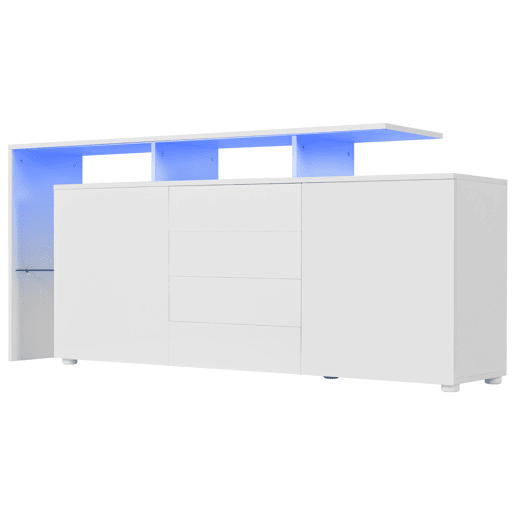Cómoda 160×35×70 - Móvel de sala com LED, aparador, móvel para TV - Branco Cómoda 160×35×70 - Móvel de sala com LED, aparador, móvel para TV - Branco
