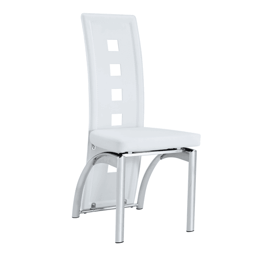 Cadeiras de sala de jantar 2 peças - Design europeu com padrão perfurado, PU branco + pernas metálicas prateadas - Branco+Prateado Cadeiras de sala de jantar 2 peças - Design europeu com padrão perfurado, PU branco + pernas metálicas prateadas - Branco+Prateado