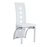 Cadeiras de sala de jantar 2 peças - Design europeu com padrão perfurado, PU branco + pernas metálicas prateadas - Branco+Prateado